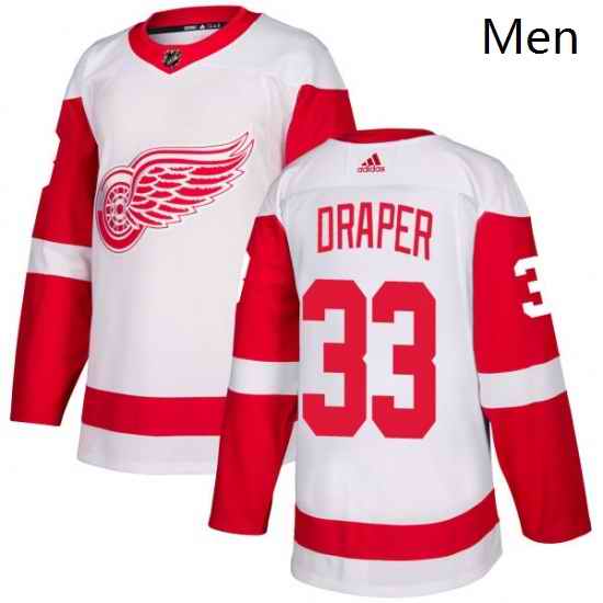 Mens Adidas Detroit Red Wings 33 Kris Draper Authentic White Away NHL Jersey